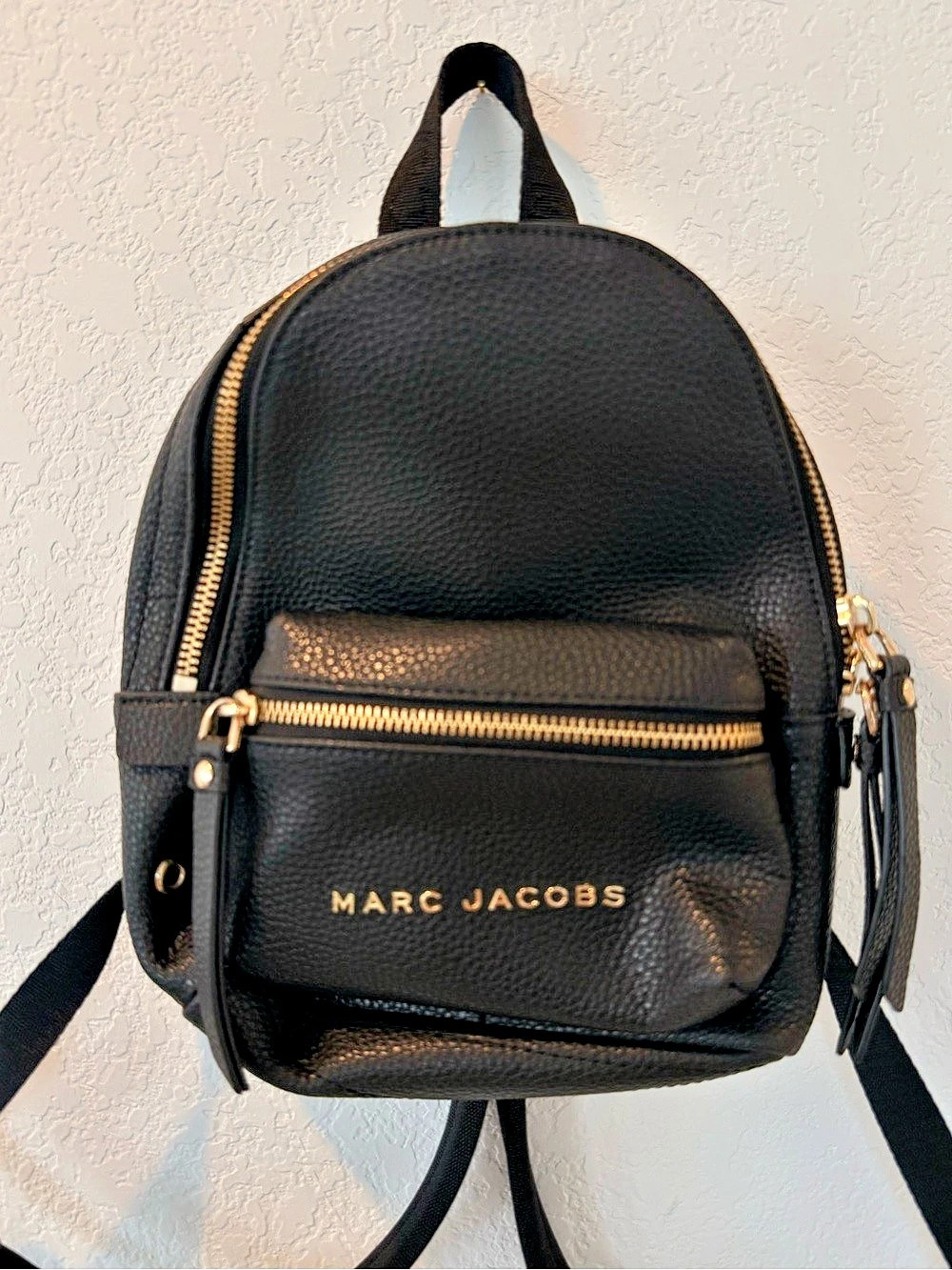 Marc Jacobs Black Pebbled Mini Backpack Gold Hardware handbag purse leather